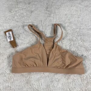SKIMS Fits Everybody Racerback Plunge Bralette Clay PL-PLG-7621W Small NEW Light